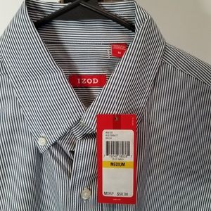 Izod Zeus Navy Pinstripe Button Down - M - NWT
